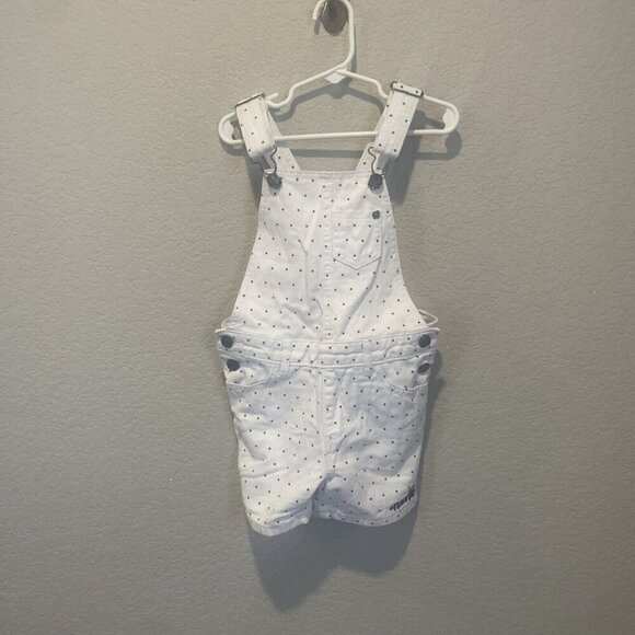 Naartjie Size 5-6 Denim Shortalls Overalls White Polka Dots Shorts - Picture 2 of 9
